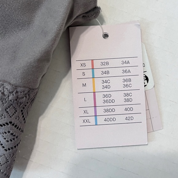 Auden Gray So Soft Bralette Lightly Lined Longline Scoop Lace Trim Women XS New - Picture 6 of 7